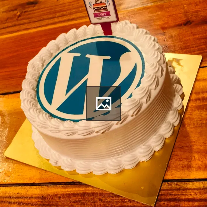 White forest cake with WordPress logo