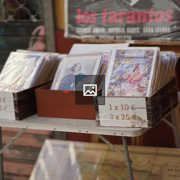 Vintage postcards on display