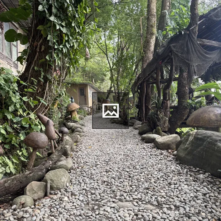Pebble Path Through Green Landscape
