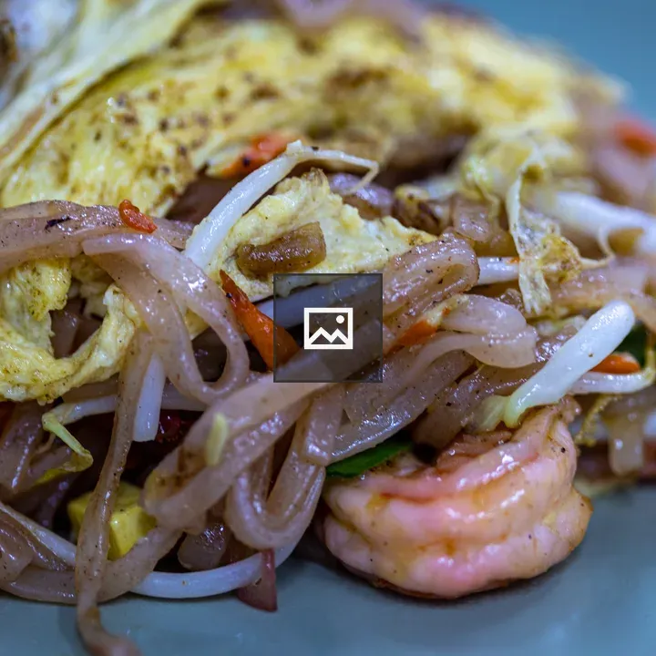 Pad Thai with Shrimp on Plate