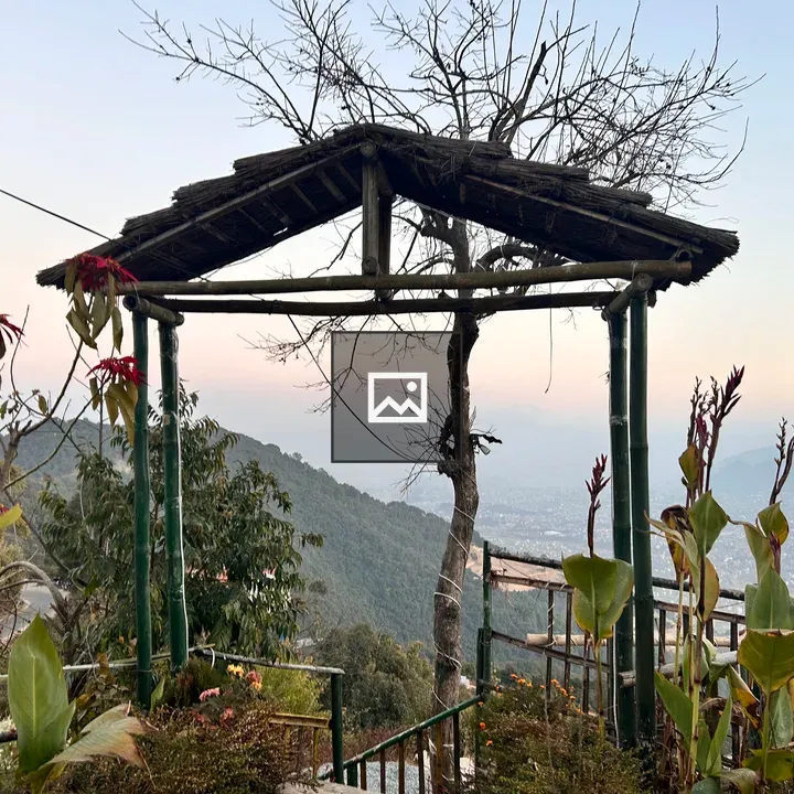 Rustic bamboo gate in mountains