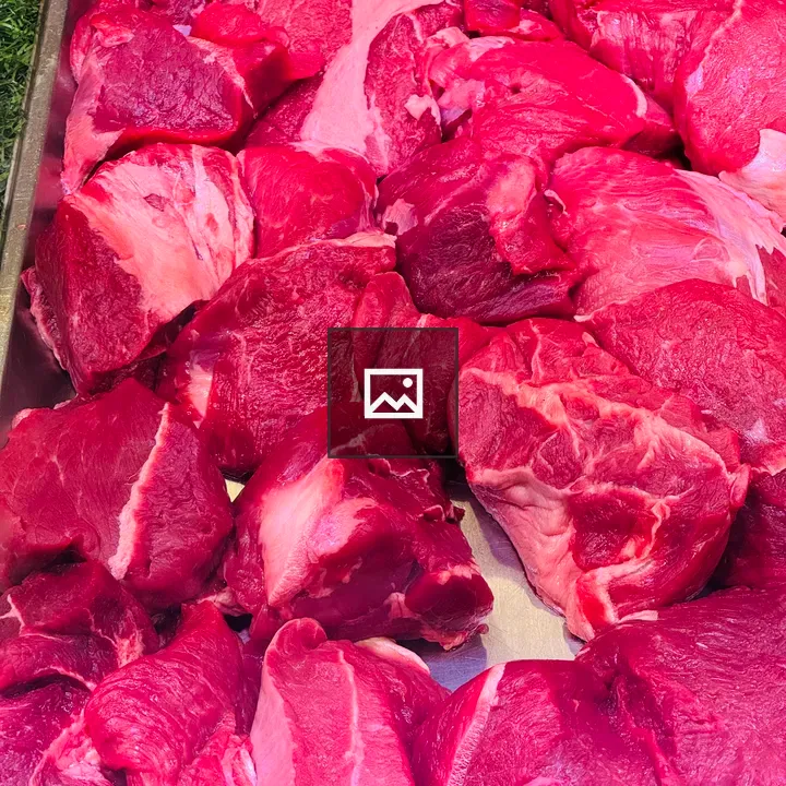 Raw boneless beef pieces