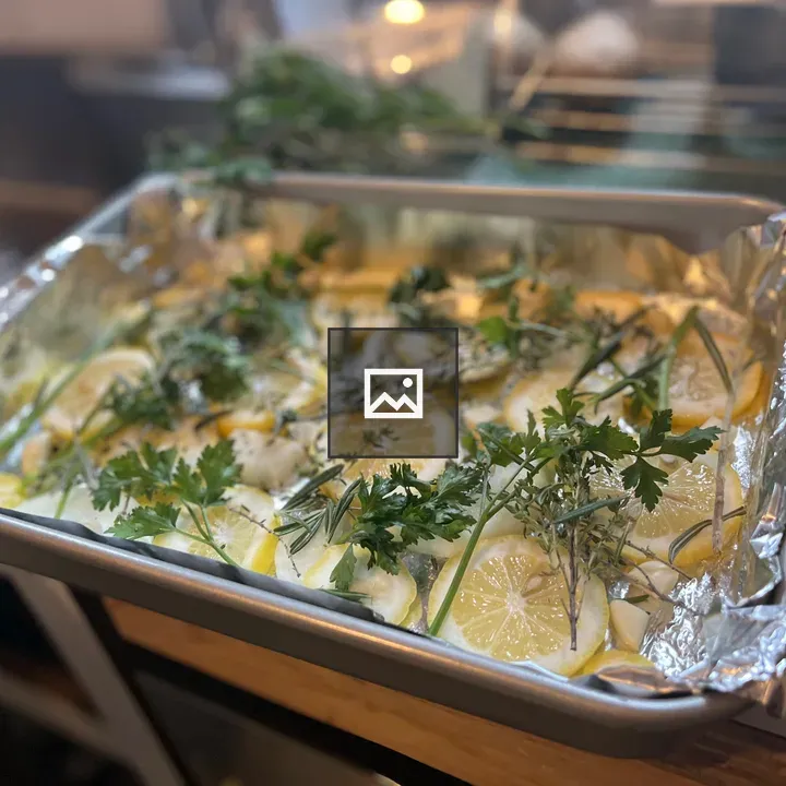 Lemon and parsley on bed