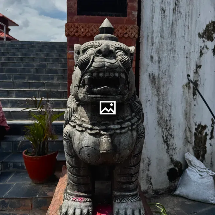 Stone lion at temple gate