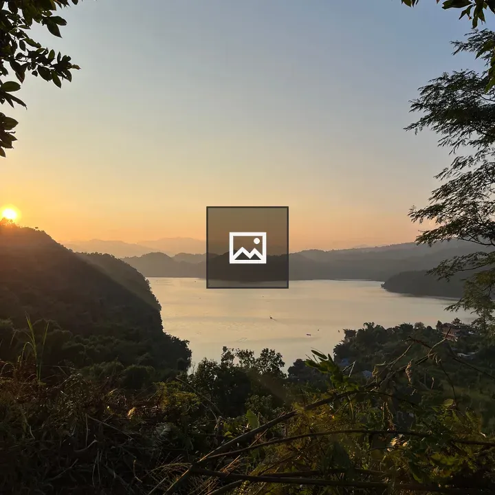 Serene sunset landscape with lake