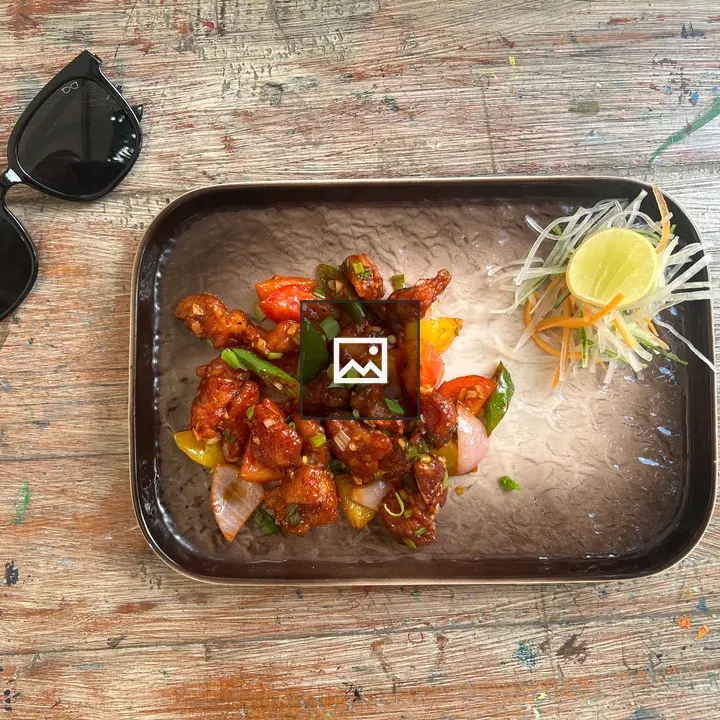 Spicy pork with peppers plate
