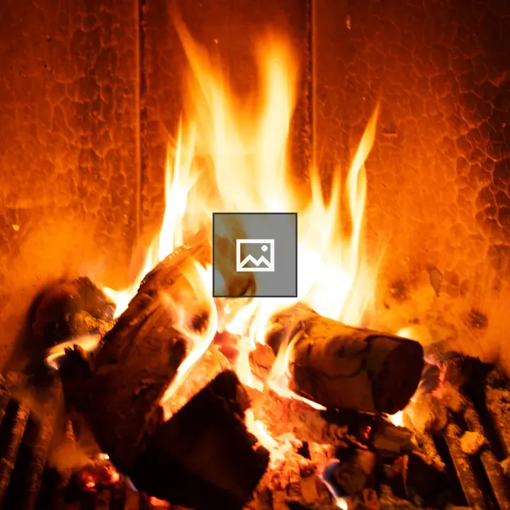 Lit Fireplace Close-Up