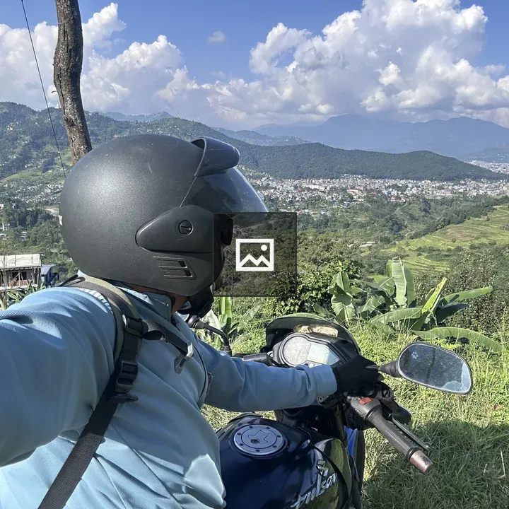 Man on motorcycle in Pokhara
