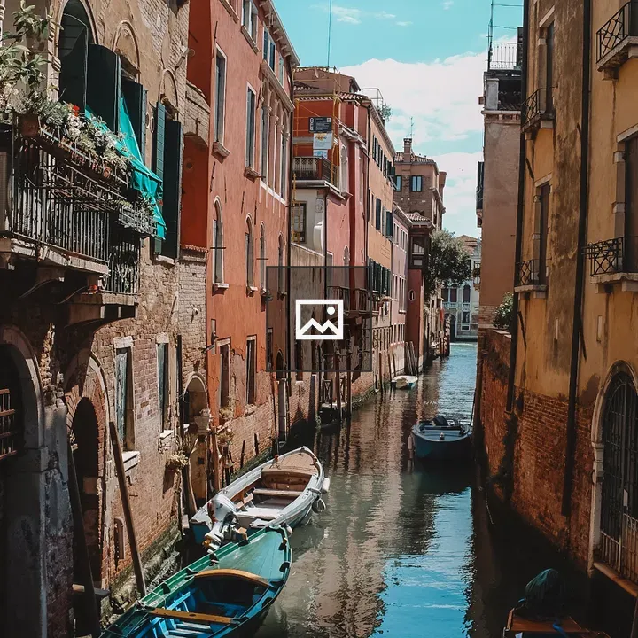 Boats in a Venice Canal