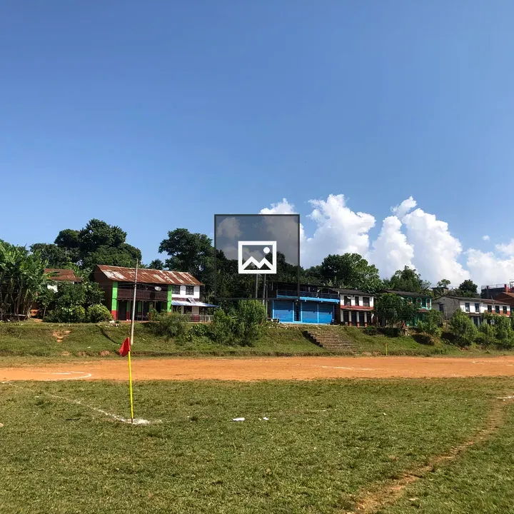 Goal post in village scene