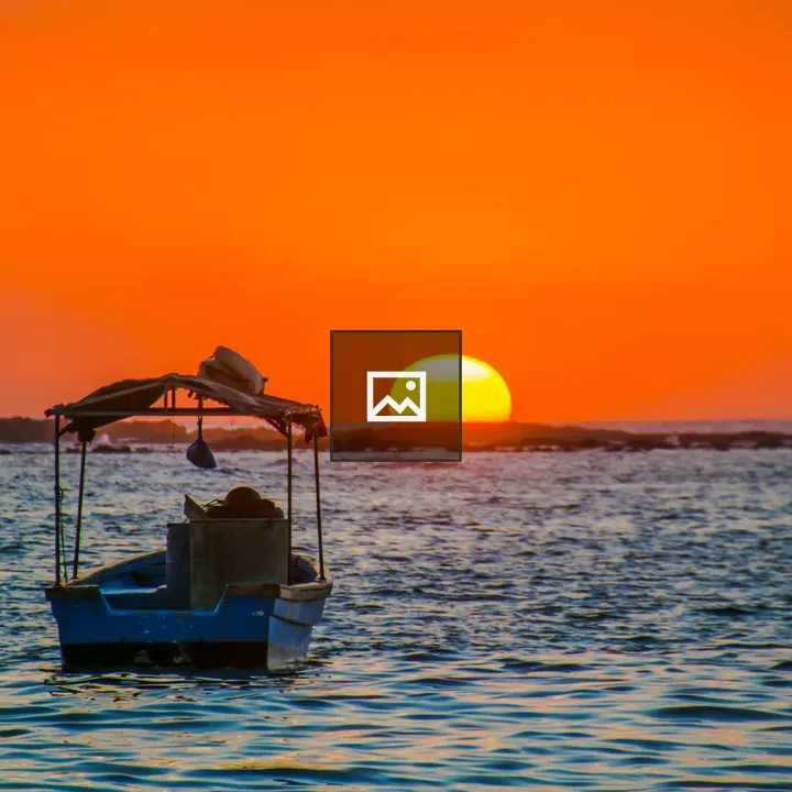 Sunset with Boat on the Sea
