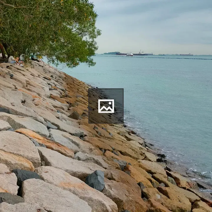 Rocky shoreline with colorful stones