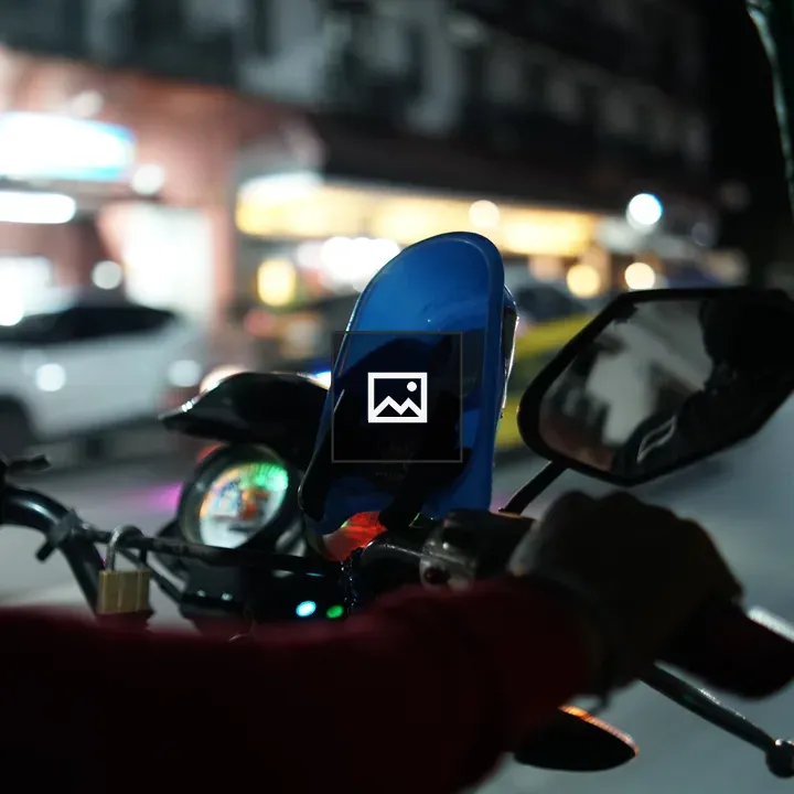 Motorcycle handlebars at night