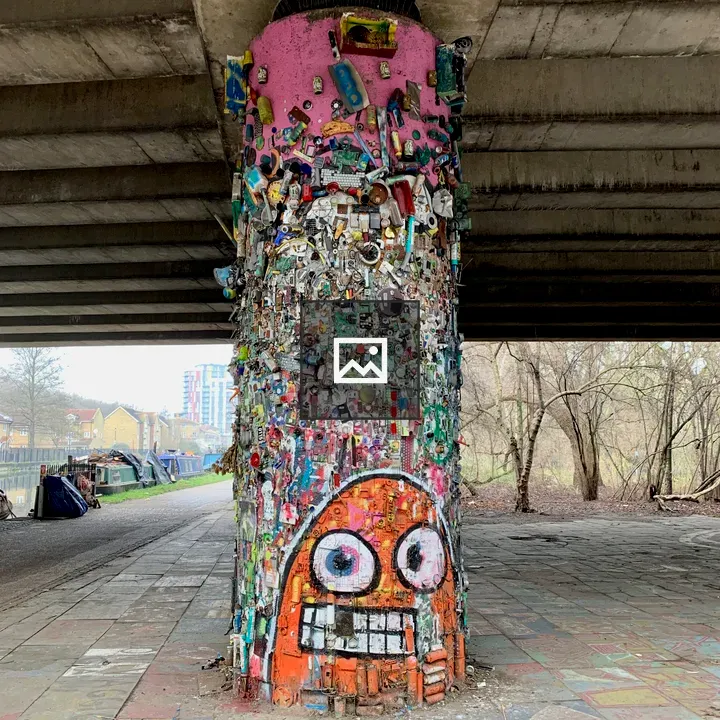 Underpass with Retro Items on Column