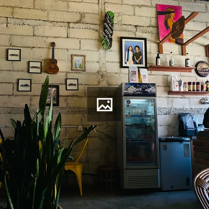Indoor cafe wall with decor