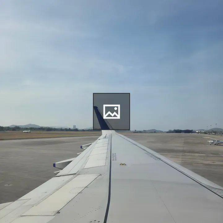 Airplane Wing with Blue Stripe