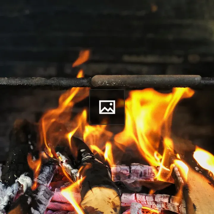Close-up of burning logs in fireplace
