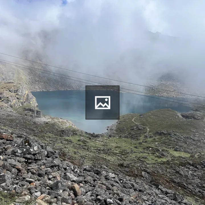 Scenic lake with rocky shore
