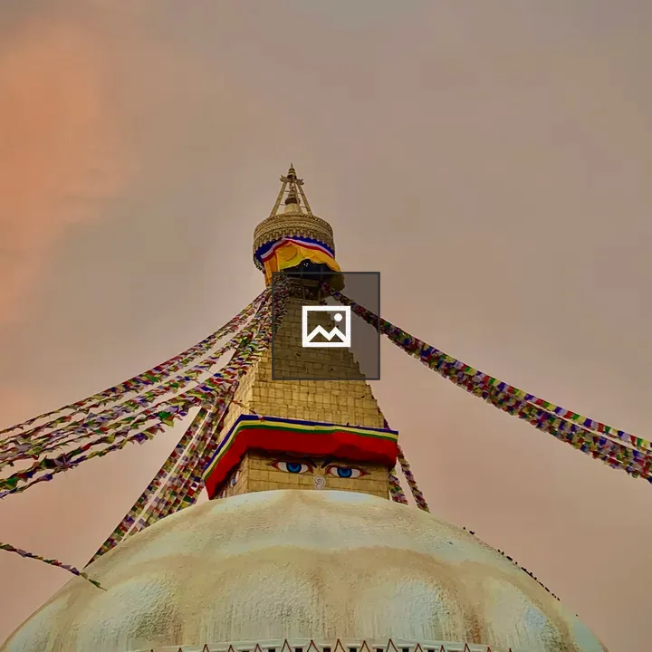 Stupa with prayer flags and spire