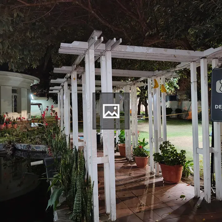 Elegant white walkway at night