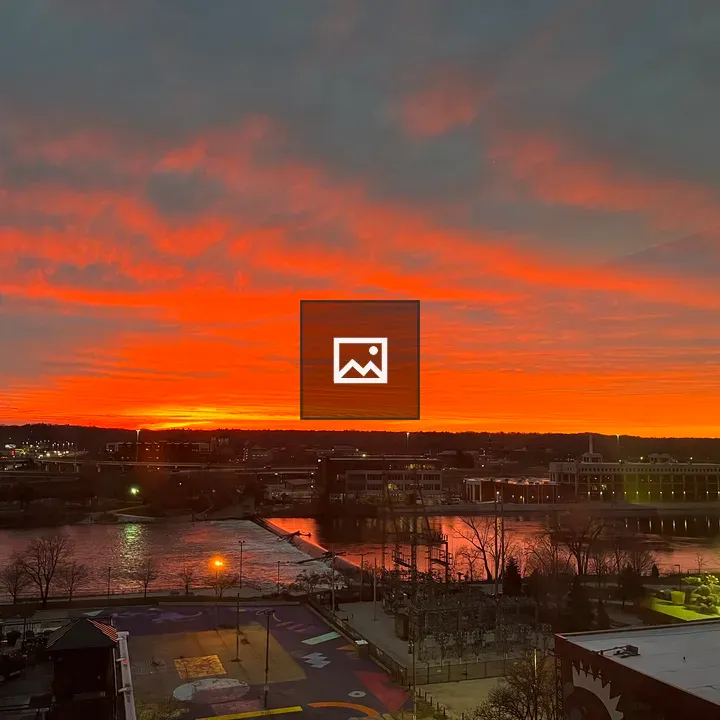 Sunset over Grand River in Grand Rapids