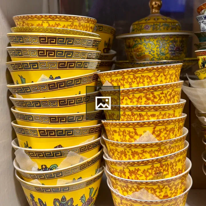 Yellow ceramic bowls stack