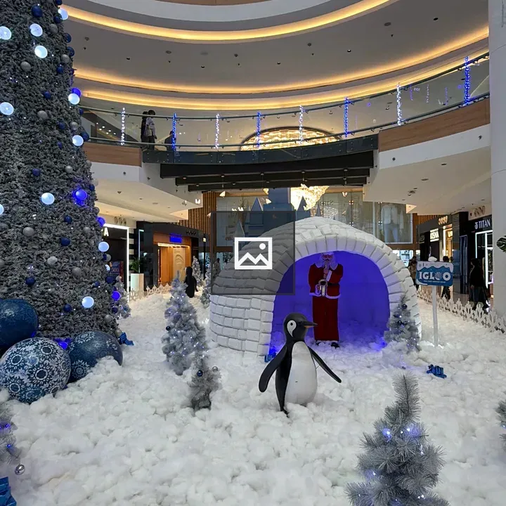 Winter igloo display with Santa