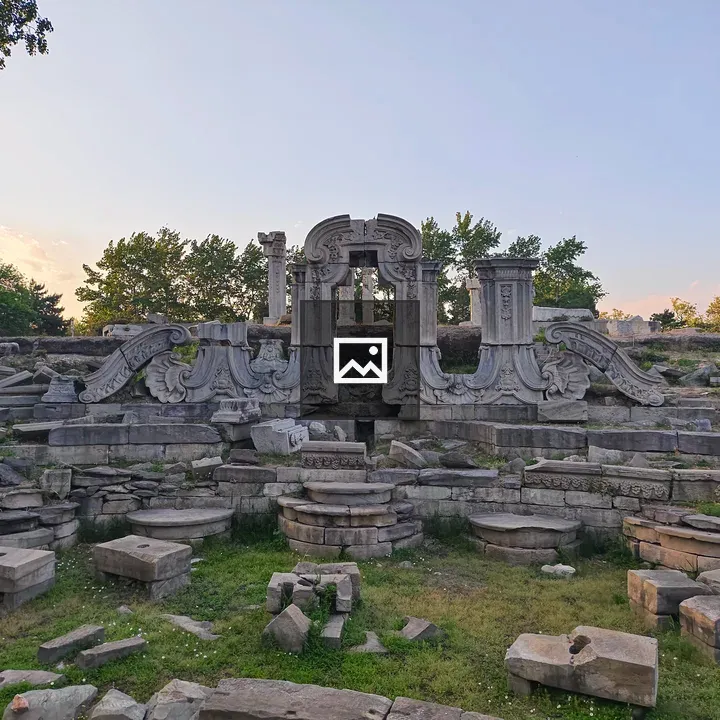 Ruins of ancient structure with carvings