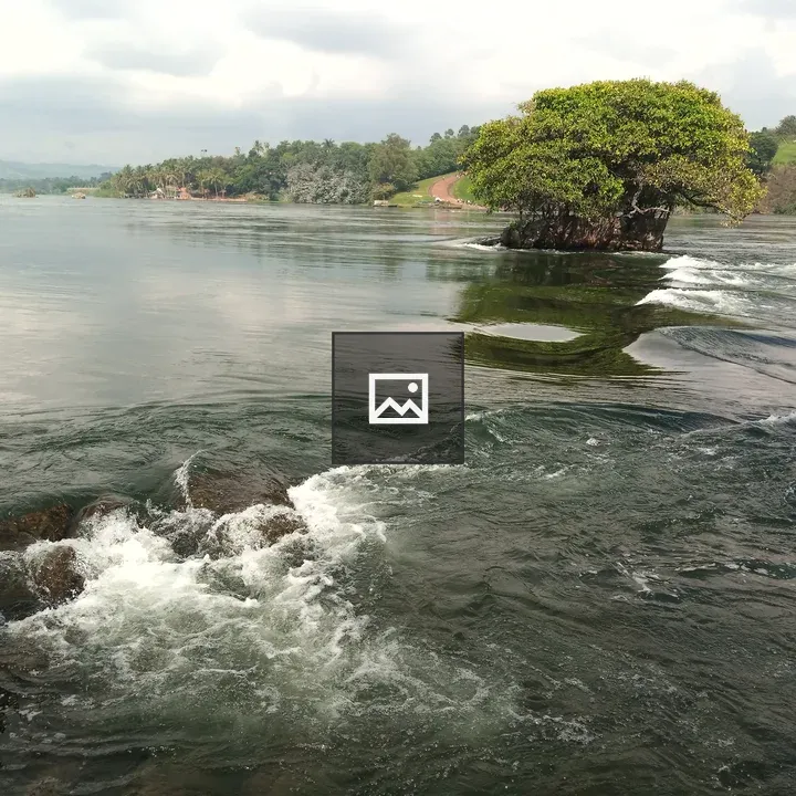 View of White-Water Rapids at Nile Meeting Lake Victoria