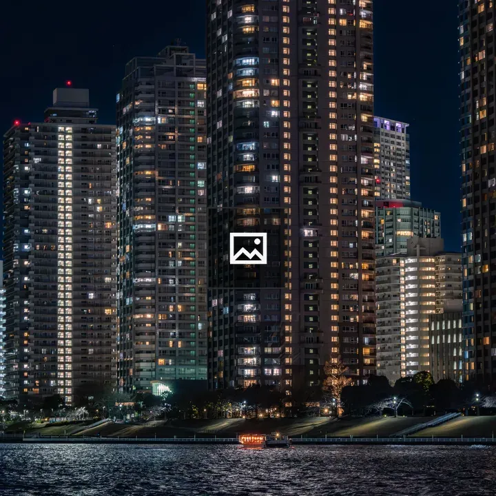 Night view of Tokyo river skyline