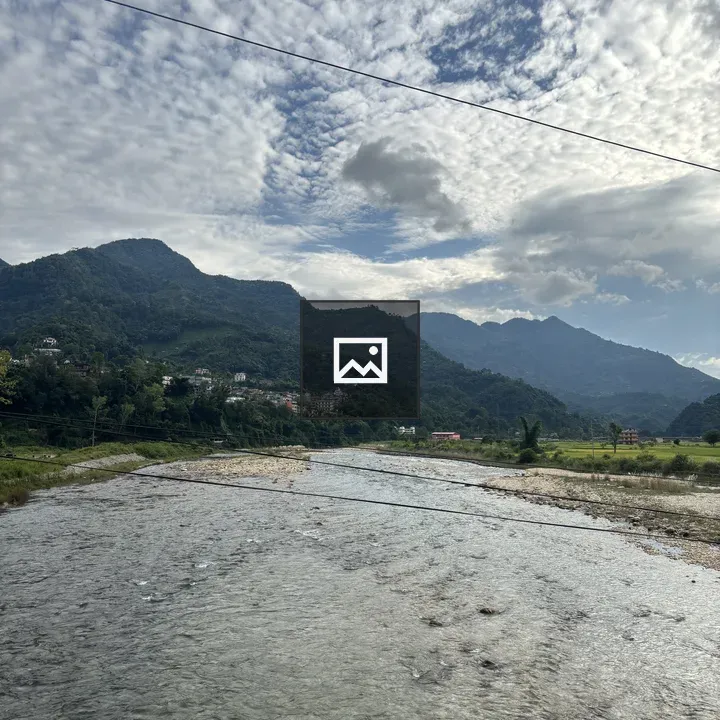 Scenic green hills and river