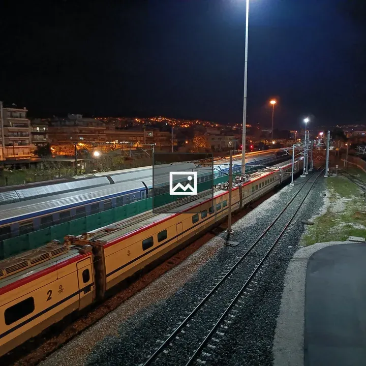 Parked trains at Thessaloniki station