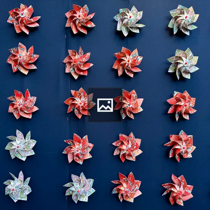 Five Rows of Paper Pinwheels