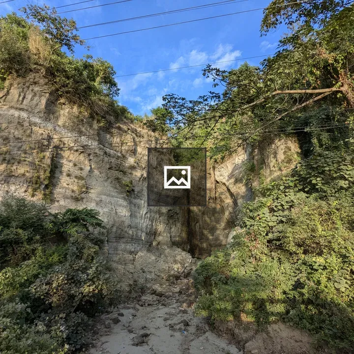 Rocky cliff with green vegetation