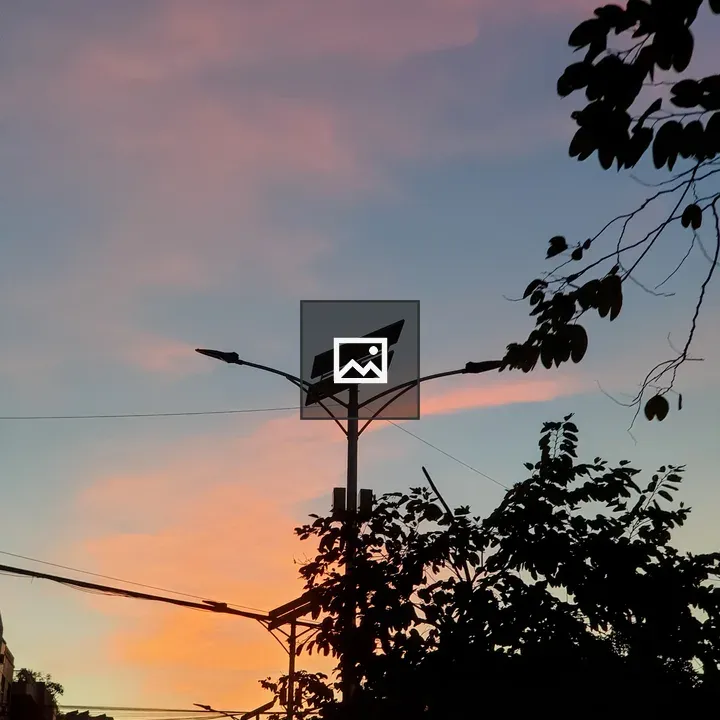 Sunset silhouettes with streetlight