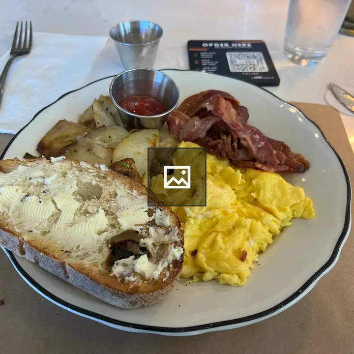 Breakfast plate with sourdough and eggs