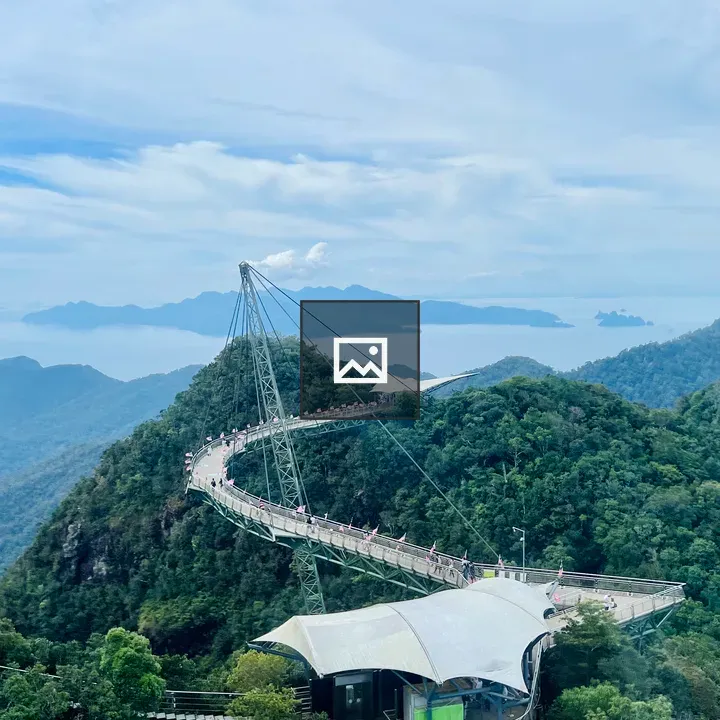 Langkawi Sky Bridge over green mountains