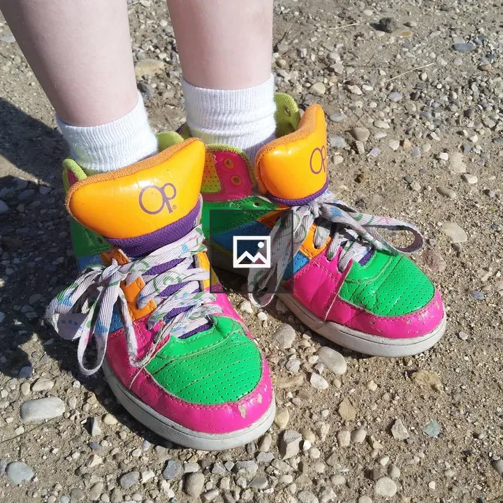Colorful shoes in landscape