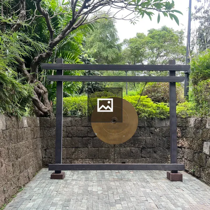 Brass Gong on Wooden Frame