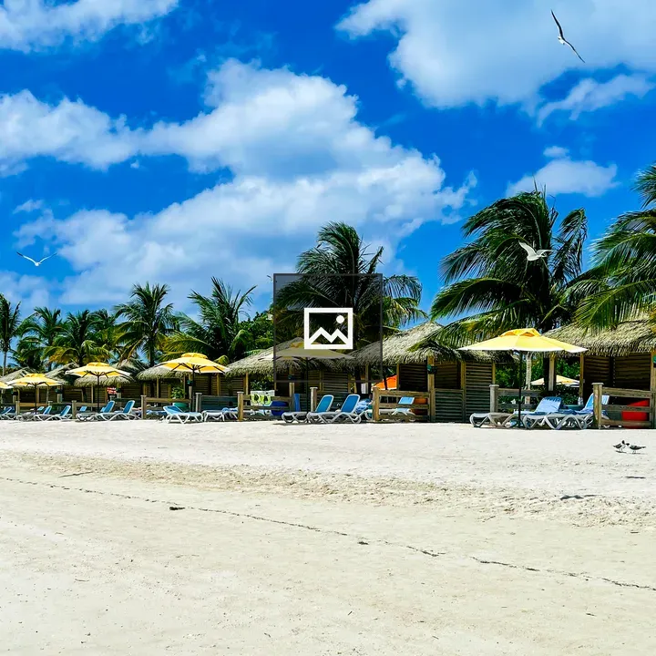 Cabanas on a tropical beach
