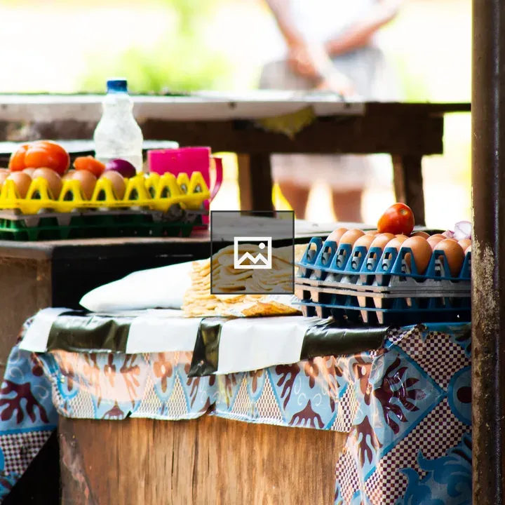 Wooden Stall with Food Items