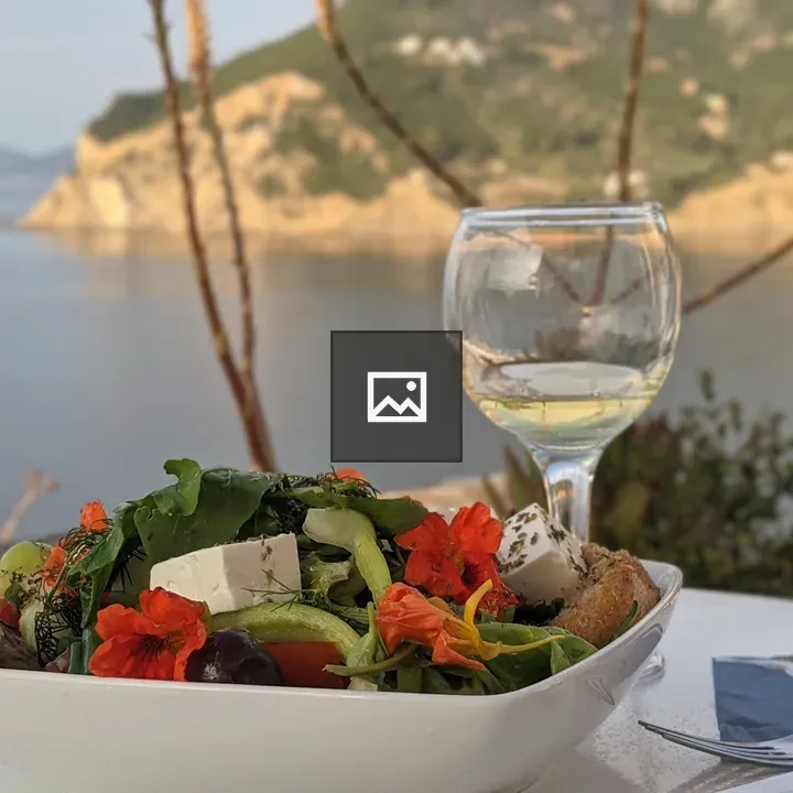 Greek Salad and White Wine
