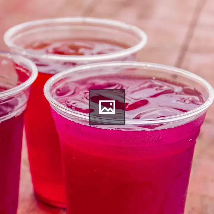Three cups of blueberry lemonade
