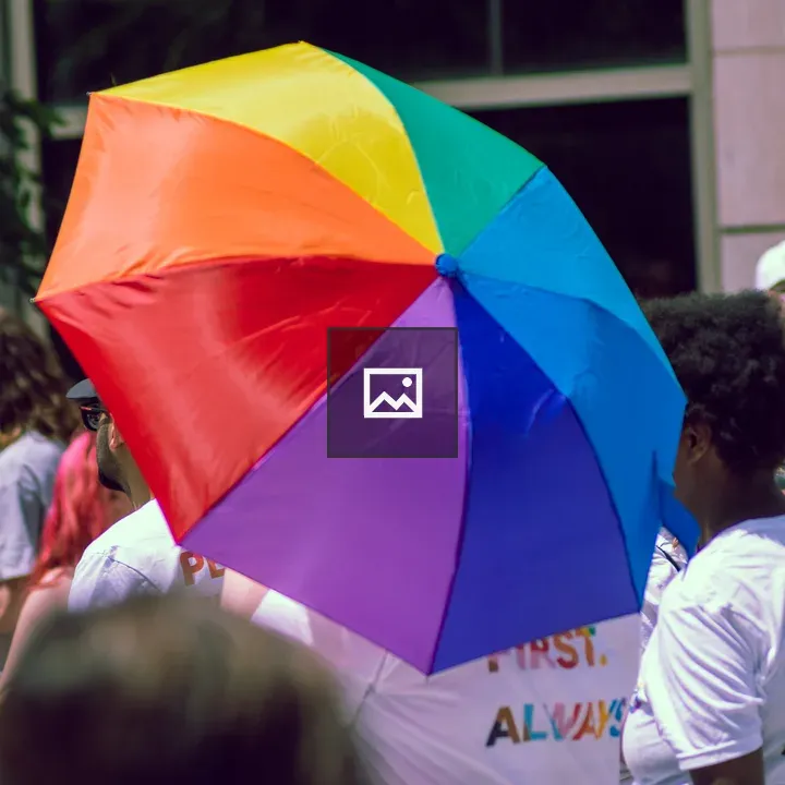 Rainbow umbrella at Pride event