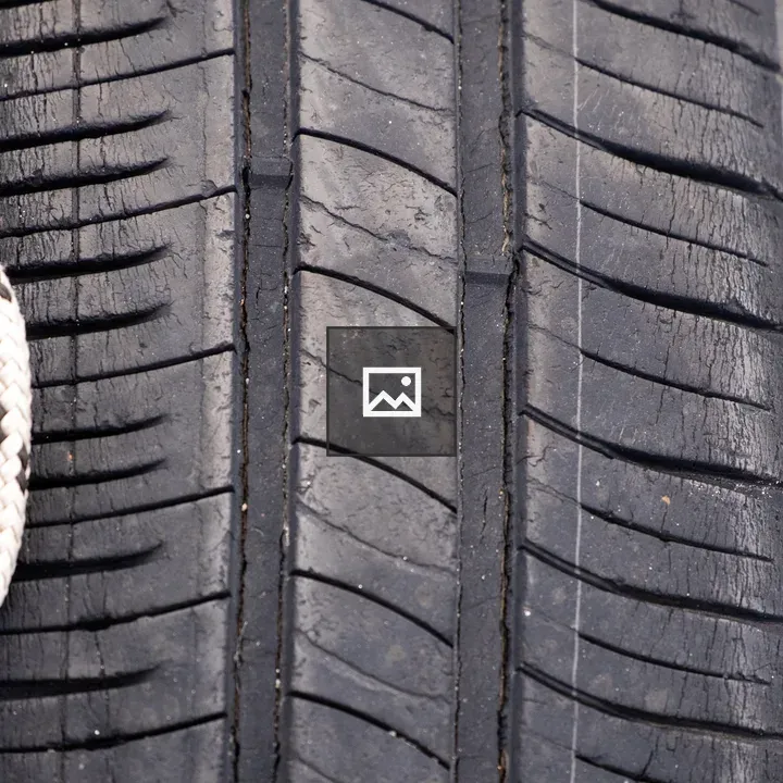 Top view of an old cracked tire