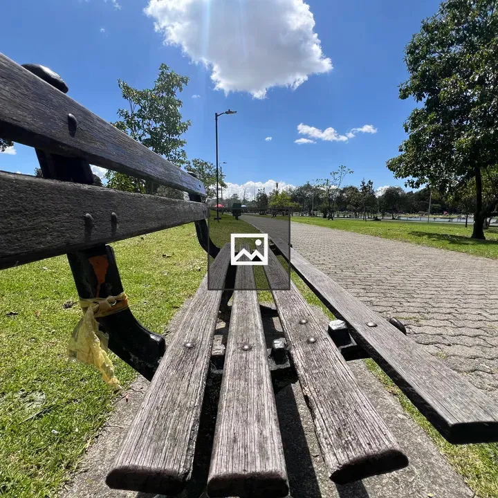 Wooden bench at Simon Bolivar Park