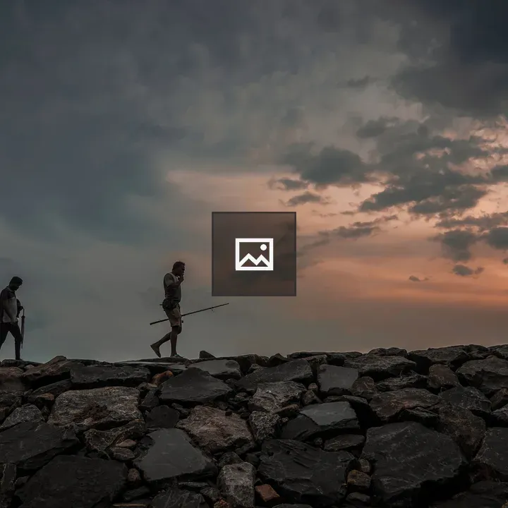 Silhouettes on Rocky Terrain