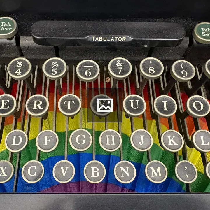 Rainbow fan under typewriter keys