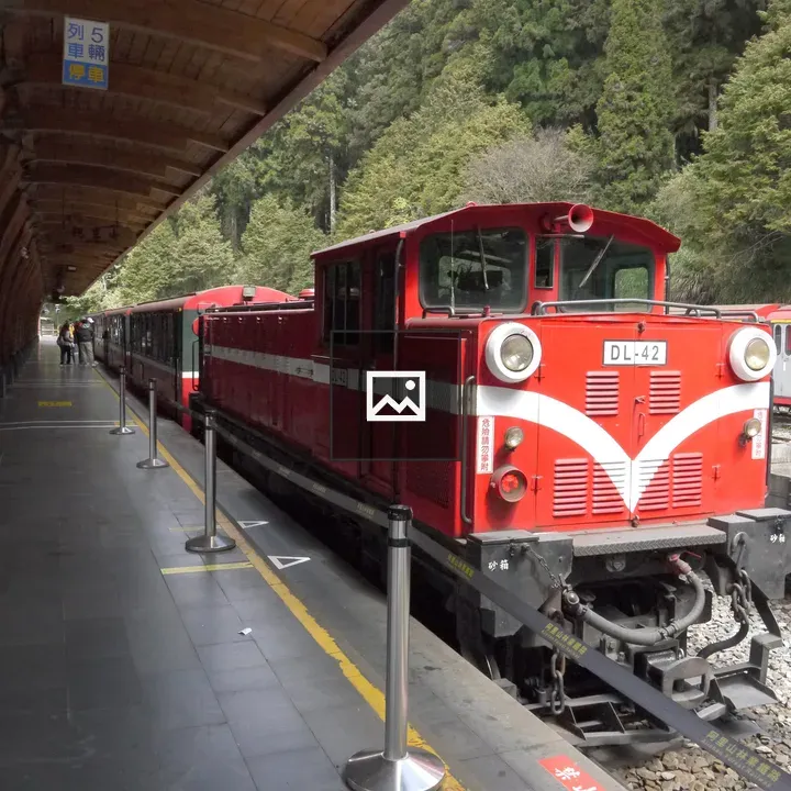 Red train on platform