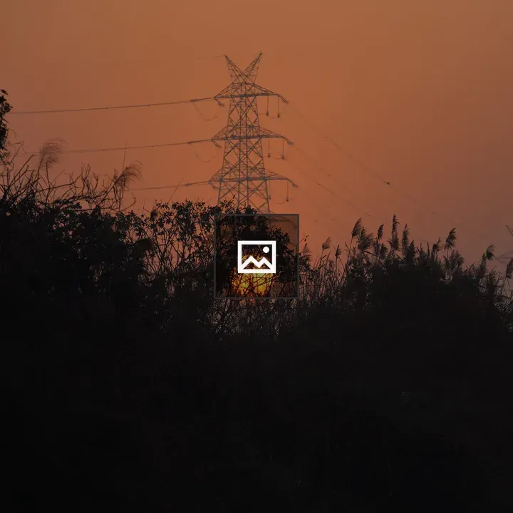 Sunset at Yamuna Ghat with Power Lines